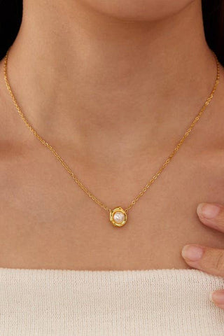 18K STAINLESS STEEL TARNISH FREE PEARL NECKLACE | 40NK9544-JOSSLYN by wall to wall-Summit Lane Boutique, Women's Apparel and Gifts located in Grand Rapids, MI