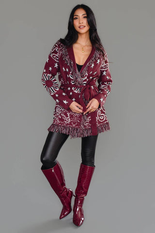 Bandana Nights Fringe Cardigan-Cardigans-Panache Apparel Co.-Summit Lane Boutique, Women's Apparel and Gifts located in Grand Rapids, MI