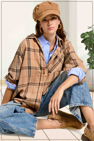 Naomi Plaid Shirt-Long Sleeves-La Miel-Summit Lane Boutique, Women's Apparel and Gifts located in Grand Rapids, MI