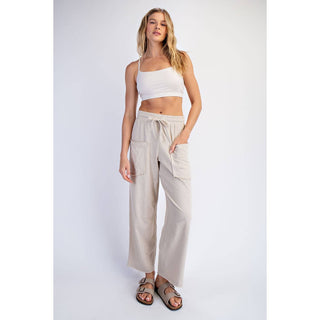 COTTON SLUB BARREL PANT-Lounge Pants-Rae Mode-Summit Lane Boutique, Women's Apparel and Gifts located in Grand Rapids, MI