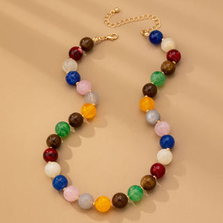 HIGH GLOSSY MULTI COLOR BEADED CHAIN NECKALCE | 80N92627-JOSSLYN by wall to wall-Summit Lane Boutique, Women's Apparel and Gifts located in Grand Rapids, MI