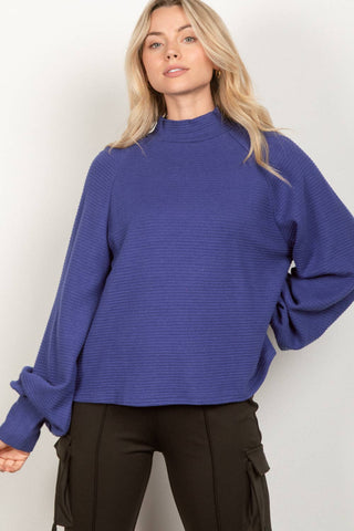 Mock Neck Textured Knit Top-Sweaters-VERY J-Summit Lane Boutique, Women's Apparel and Gifts located in Grand Rapids, MI