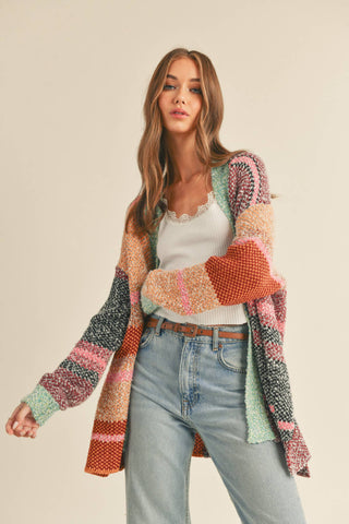 Aubrie Color Block Cardi-Cardigans-&MERCI-Summit Lane Boutique, Women's Apparel and Gifts located in Grand Rapids, MI