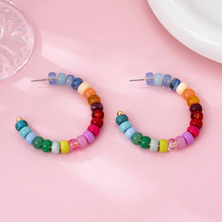 Multi-Color Beaded Hoop Earrings | 80E62019-JOSSLYN by wall to wall-Summit Lane Boutique, Women's Apparel and Gifts located in Grand Rapids, MI