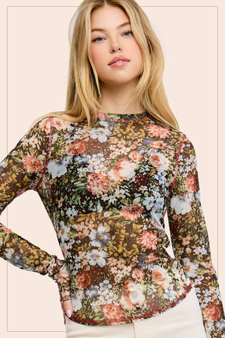 Marisol Mesh Top-Long Sleeves-La Miel-Summit Lane Boutique, Women's Apparel and Gifts located in Grand Rapids, MI
