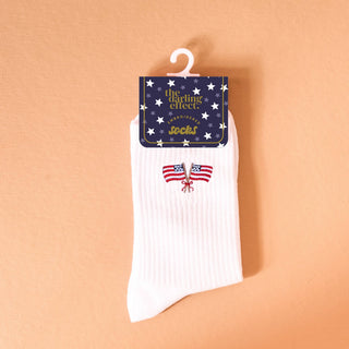 Embroidered Crew Socks–American Flags-Socks-The Darling Effect-Summit Lane Boutique, Women's Apparel and Gifts located in Grand Rapids, MI