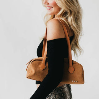 Sally Suede Barrel Shoulder Bag-Handbags-Pretty Simple-Summit Lane Boutique, Women's Apparel and Gifts located in Grand Rapids, MI