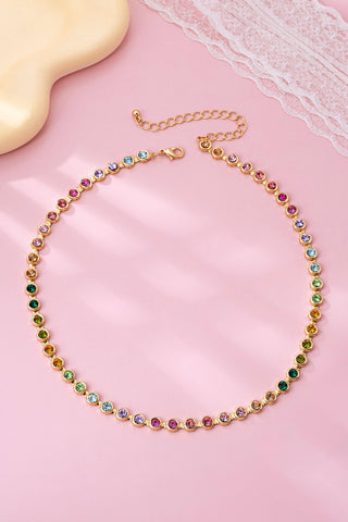 Rainbow Bezel-Set Gemstone Tennis Necklace-Necklaces-JOSSLYN by wall to wall-Summit Lane Boutique, Women's Apparel and Gifts located in Grand Rapids, MI