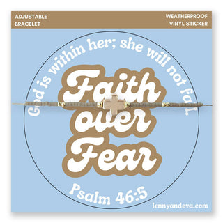 Faith Over Fear Cross Bracelet + Sticker | Psalm 46:5