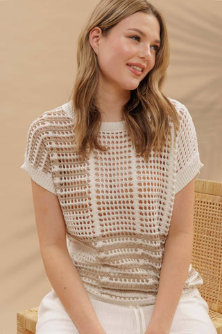 Vanessa Crochet Top-Short Sleeves-Blu Pepper-Summit Lane Boutique, Women's Apparel and Gifts located in Grand Rapids, MI