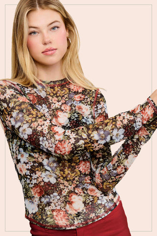 Marisol Mesh Top-Long Sleeves-La Miel-Summit Lane Boutique, Women's Apparel and Gifts located in Grand Rapids, MI