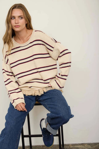 Camille Striped Sweater-Sweaters-J.O.A-Summit Lane Boutique, Women's Apparel and Gifts located in Grand Rapids, MI