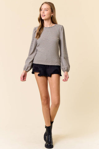 Winnie Bubble Sleeve Top-Long Sleeves-Doe and Rae-Summit Lane Boutique, Women's Apparel and Gifts located in Grand Rapids, MI