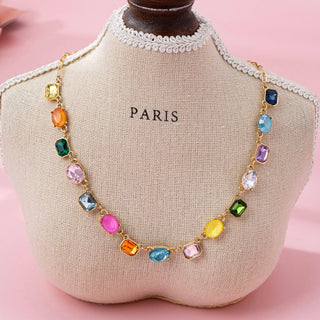 Multicolor Gemstone Link Necklace | 80N92824-JOSSLYN by wall to wall-Summit Lane Boutique, Women's Apparel and Gifts located in Grand Rapids, MI
