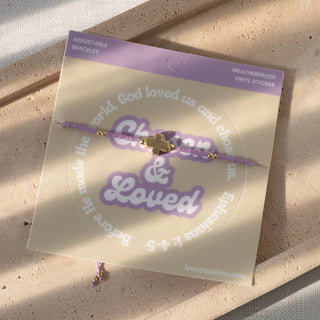 Chosen & Loved Cross Bracelet + Sticker | Ephesians 1:4–5