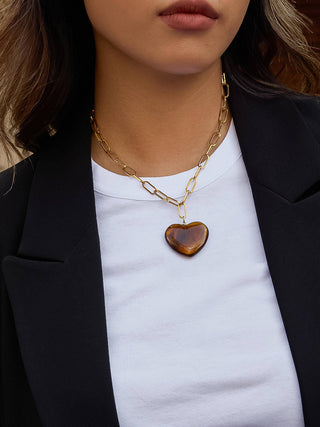 Rouelle 18K Gold Non-Tarnish Heart Chain Necklace-Necklaces-Flânerie by MAIQ-Summit Lane Boutique, Women's Apparel and Gifts located in Grand Rapids, MI