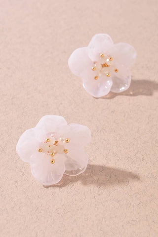 SHEER FLOWER STUD EARRINGS-Earrings-Merveille-Summit Lane Boutique, Women's Apparel and Gifts located in Grand Rapids, MI
