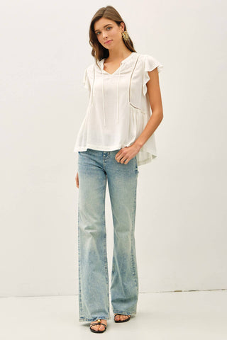 Aria Ruffle Sleeve top-Blouse-Be Cool-Summit Lane Boutique, Women's Apparel and Gifts located in Grand Rapids, MI