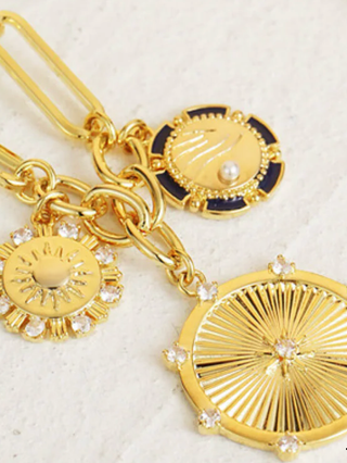 8 Point Wheel Medallion & Sun Charm Lariat Coin Necklace -Necklaces-HoopLa Style-Summit Lane Boutique, Women's Apparel and Gifts located in Grand Rapids, MI