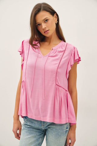 Aria Ruffle Sleeve top-Blouse-Be Cool-Summit Lane Boutique, Women's Apparel and Gifts located in Grand Rapids, MI