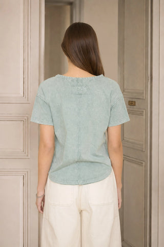 Kerri Washed Scoop Neck Top-Short Sleeves-Blu Pepper-Summit Lane Boutique, Women's Apparel and Gifts located in Grand Rapids, MI