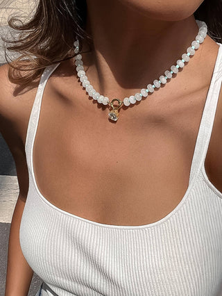 Annecy 18K Gold Non-Tarnish Boho Beaded CZ Necklace-Necklaces-Flânerie by MAIQ-Summit Lane Boutique, Women's Apparel and Gifts located in Grand Rapids, MI