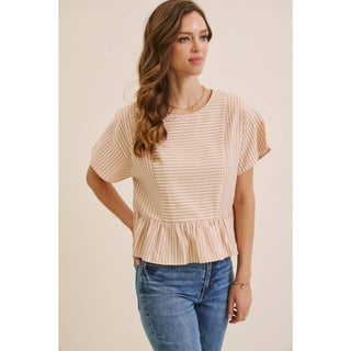 The Briar Stripe Top-Short Sleeves-in february-Summit Lane Boutique, Women's Apparel and Gifts located in Grand Rapids, MI