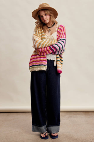 Color Me Cozy Striped Cardigan-Cardigans-Listicle-Summit Lane Boutique, Women's Apparel and Gifts located in Grand Rapids, MI