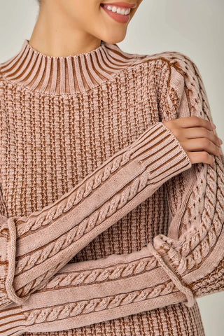 The Gwen Washed Cable Knit Sweater-Sweater-Mystree-Summit Lane Boutique, Women's Apparel and Gifts located in Grand Rapids, MI