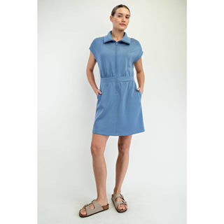 MODAL SCUBA LUXE HALF ZIP MINI DRESS-Dresses-Rae Mode-Summit Lane Boutique, Women's Apparel and Gifts located in Grand Rapids, MI