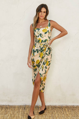 Vintage Lemonade Tulip Hem Midi Wrap Dress-Dresses-Dress Forum-Summit Lane Boutique, Women's Apparel and Gifts located in Grand Rapids, MI