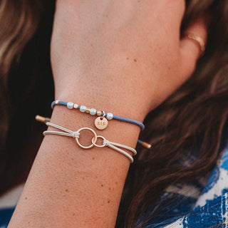 "Sisters" Gold & Pearl Shareable Hair Tie Bracelet Set-Bracelets-K'lani hair tie bracelets-Summit Lane Boutique, Women's Apparel and Gifts located in Grand Rapids, MI
