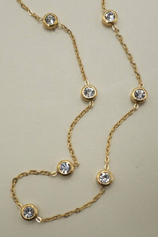 18K STAINLESS STEEL TARNISH FREE RHINESTONE NECK | 40NK9543-JOSSLYN by wall to wall-Summit Lane Boutique, Women's Apparel and Gifts located in Grand Rapids, MI