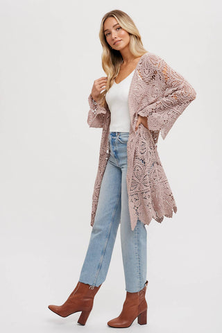Crochet Bell Sleeve Cardigan-Cardigans-Bluivy-Summit Lane Boutique, Women's Apparel and Gifts located in Grand Rapids, MI