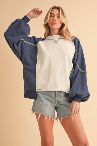 Nya Colorblock Sweatshirt-sweatshirt-AEMI + CO-Summit Lane Boutique, Women's Apparel and Gifts located in Grand Rapids, MI