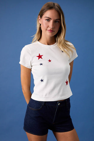 All-Star Embroidered Tee-Short Sleeves-Sunday Edition by LE LIS-Summit Lane Boutique, Women's Apparel and Gifts located in Grand Rapids, MI