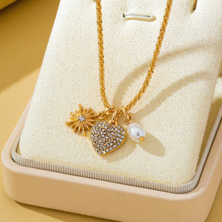 Celestial Heart & Pearl Charm Necklace | 80N93235-JOSSLYN by wall to wall-Summit Lane Boutique, Women's Apparel and Gifts located in Grand Rapids, MI