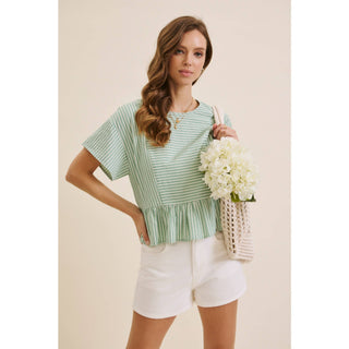 The Briar Stripe Top-Short Sleeves-in february-Summit Lane Boutique, Women's Apparel and Gifts located in Grand Rapids, MI