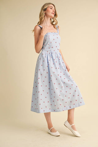 CHERRY GINGHAM MIDI DRESS-&MERCI-Summit Lane Boutique, Women's Apparel and Gifts located in Grand Rapids, MI