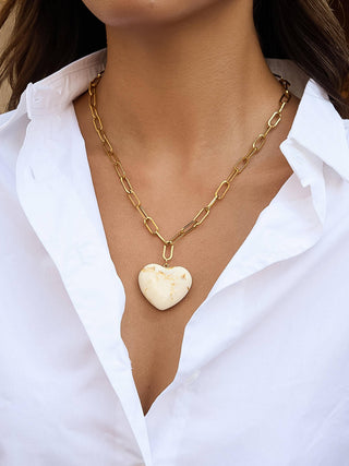 Rouelle 18K Gold Non-Tarnish Heart Chain Necklace-Necklaces-Flânerie by MAIQ-Summit Lane Boutique, Women's Apparel and Gifts located in Grand Rapids, MI