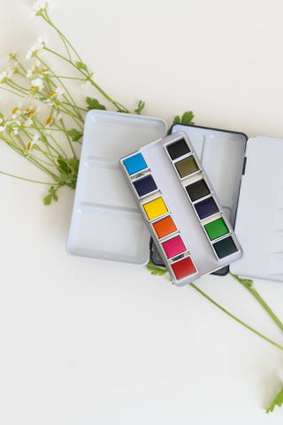 12 Color Mini-Travel Watercolor Paint Palette-Stationary Supplies-Bailey Rae Studio-Summit Lane Boutique, Women's Apparel and Gifts located in Grand Rapids, MI