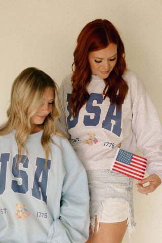 USA Teddy Bear Graphic Tee-Graphic Tees-Whitney | Chaudoin Creations-Summit Lane Boutique, Women's Apparel and Gifts located in Grand Rapids, MI