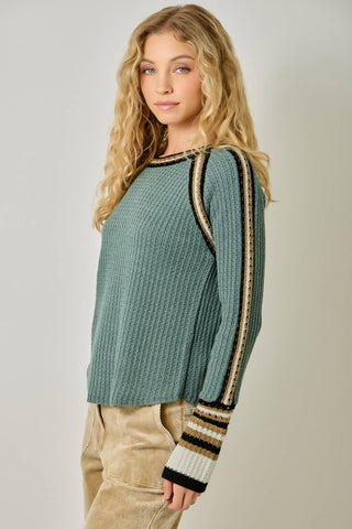 The Sloane Contrast Trim Sweater-Sweater-Mystree-Summit Lane Boutique, Women's Apparel and Gifts located in Grand Rapids, MI