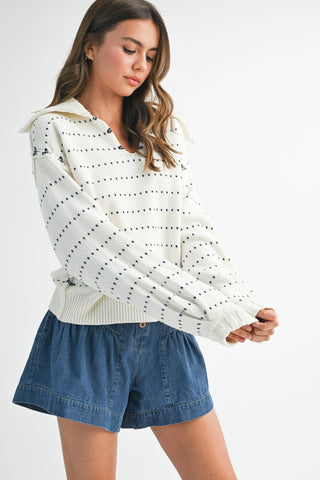Dot Knit Pullover Sweater-Sweaters-AEMI + CO-Summit Lane Boutique, Women's Apparel and Gifts located in Grand Rapids, MI