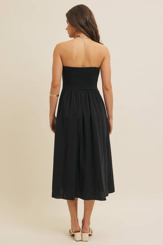 Avenue Mixed Media Strapless Dress-Dresses-in february-Summit Lane Boutique, Women's Apparel and Gifts located in Grand Rapids, MI