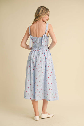 CHERRY GINGHAM MIDI DRESS-&MERCI-Summit Lane Boutique, Women's Apparel and Gifts located in Grand Rapids, MI