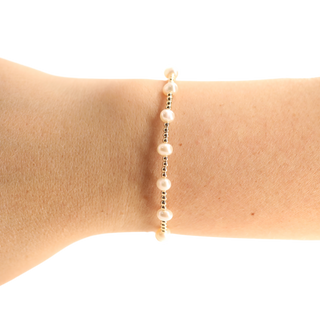 Lolo Pearl Bracelet in Gold-Bracelets-Beaded Blondes-Summit Lane Boutique, Women's Apparel and Gifts located in Grand Rapids, MI