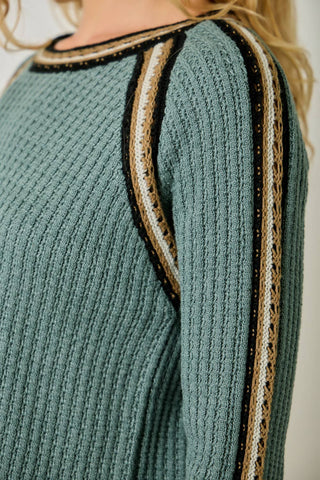 The Sloane Contrast Trim Sweater-Sweater-Mystree-Summit Lane Boutique, Women's Apparel and Gifts located in Grand Rapids, MI