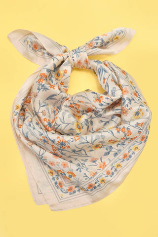 Floral Flower Silk Finish Bandana Scarf | 40SC729-JOSSLYN by wall to wall-Summit Lane Boutique, Women's Apparel and Gifts located in Grand Rapids, MI
