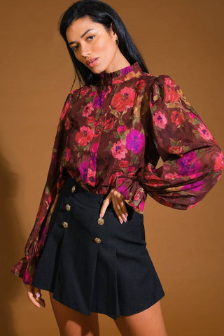Floral Blouse-Long Sleeves-FLYING TOMATO-Summit Lane Boutique, Women's Apparel and Gifts located in Grand Rapids, MI